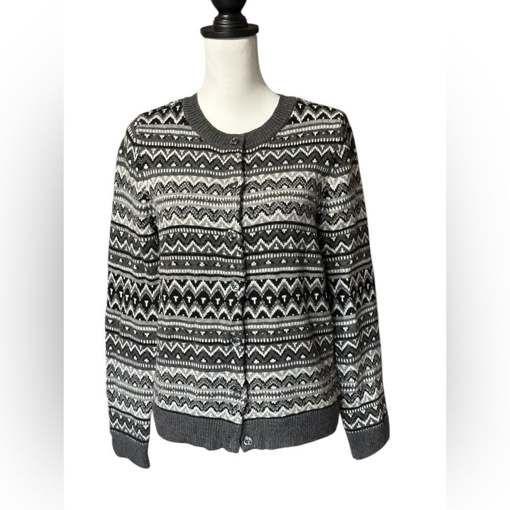 Talbots Black and Gray Cardigan Sweater